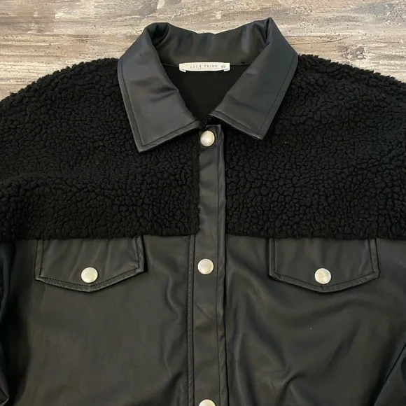 12th Tribe Black Leather Jacket - Picture 6 of 13